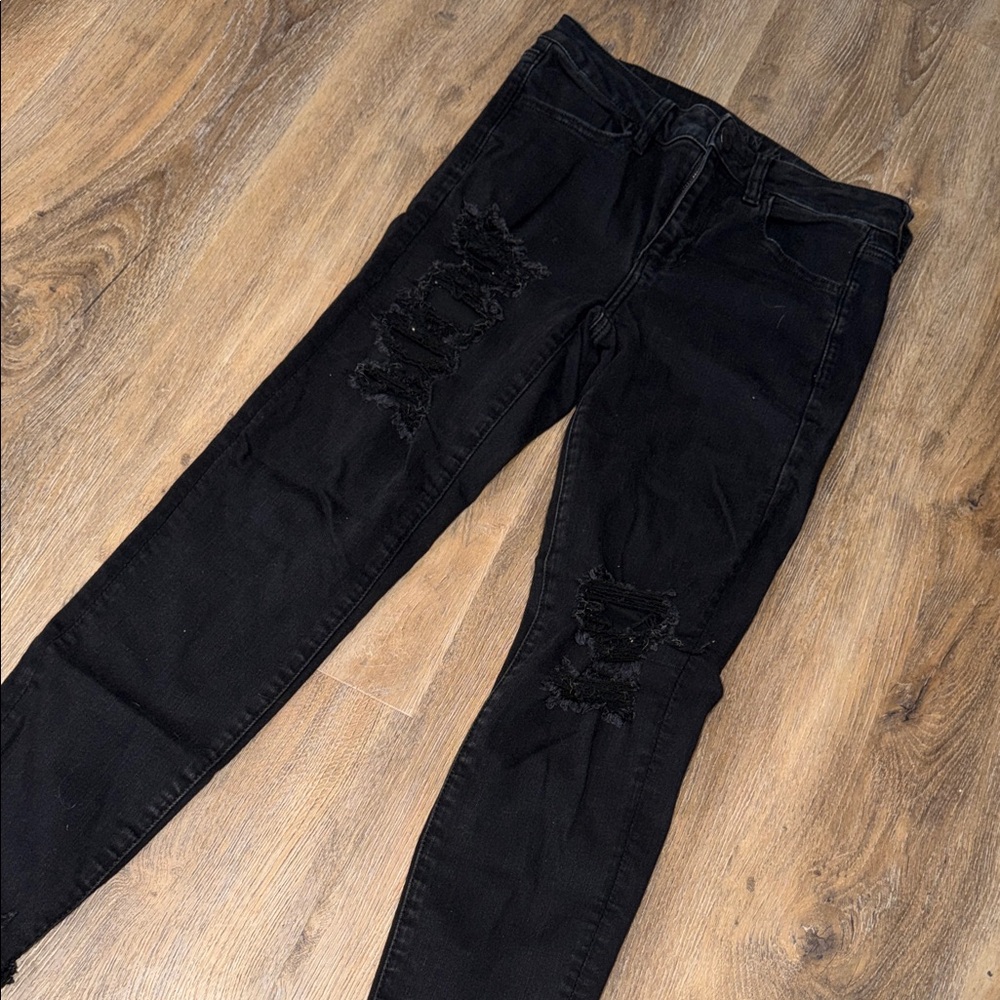 American Eagle Outfitters Black Ripped Skinny Jeans